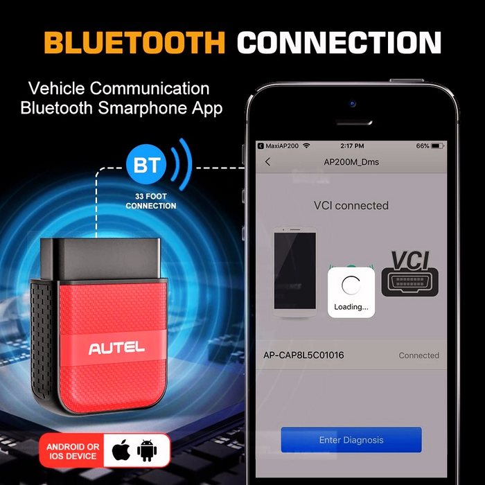 Autel MaxiAP AP200M Full Auto Diagnostic Tool - Supports Android & iOS
