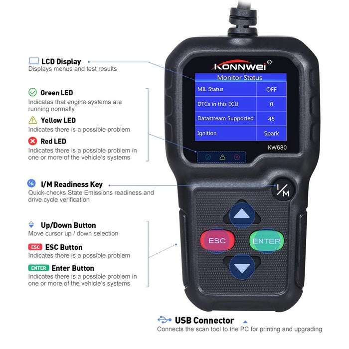 KONNWEI KW680 Vehicle OBD2 Scanner